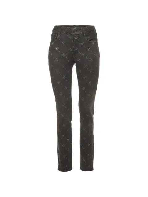 CHANEL Pre-Owned matelassé-print straight-leg jeans Black 1388890