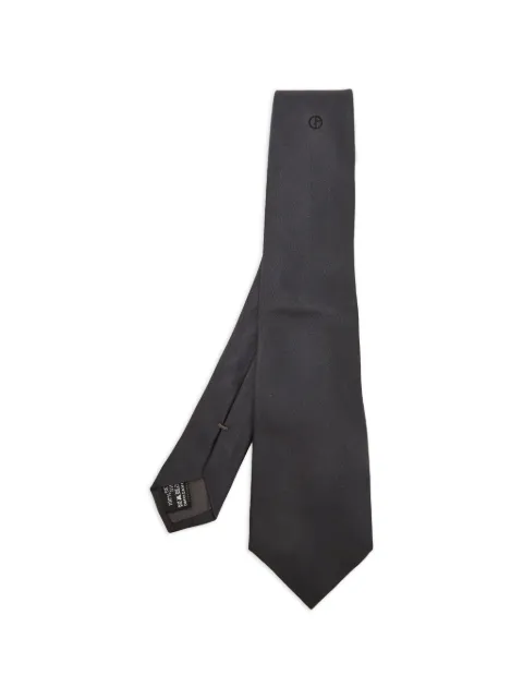 Giorgio Armani Pre-Owned logo embroidered tie Grey 1402507