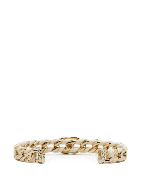 CHANEL Pre-Owned CC leather cuff bracelet Gold 1394405