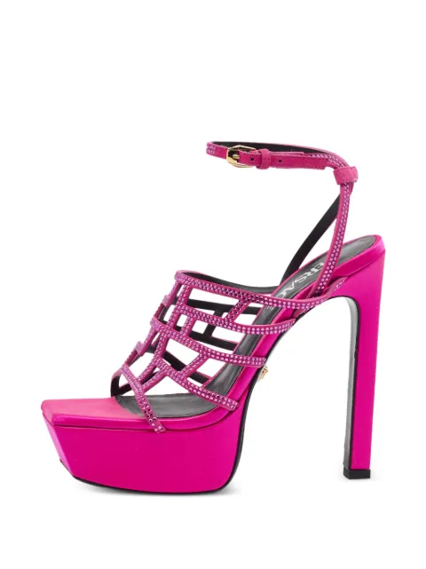 Versace Pre-Owned Greca Maze crystal-embellished sandals Pink 1395407