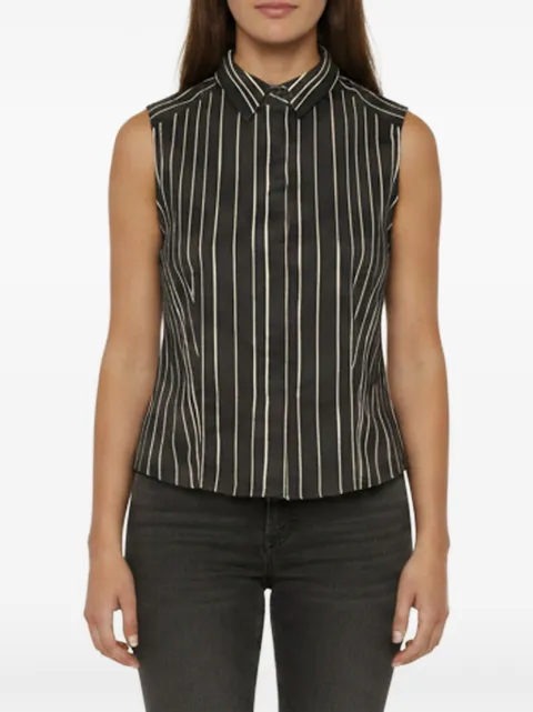 alice + olivia Lea striped sleeveless cropped shirt Black 1389591