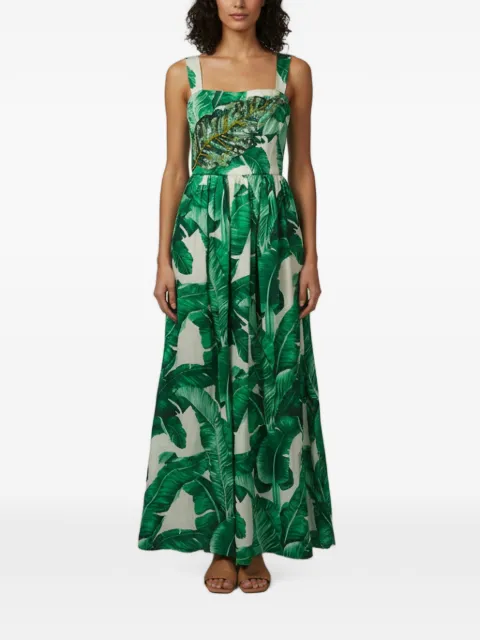 Dolce & Gabbana Pre-Owned palm leaf print embellished maxi dress Green 1401524
