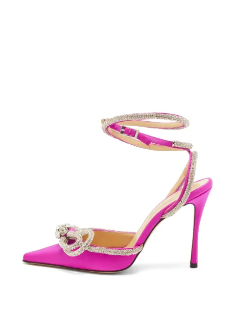MACH & MACH Double Bow crystal-embellished heeled pumps Pink 1401608