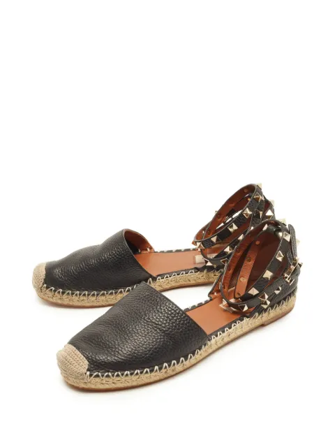 Valentino Garavani Pre-Owned Rockstud ankle-strap espadrilles Black 1399893
