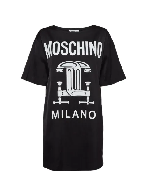 Moschino Pre-Owned logo-print T-shirt dress Black 1039364