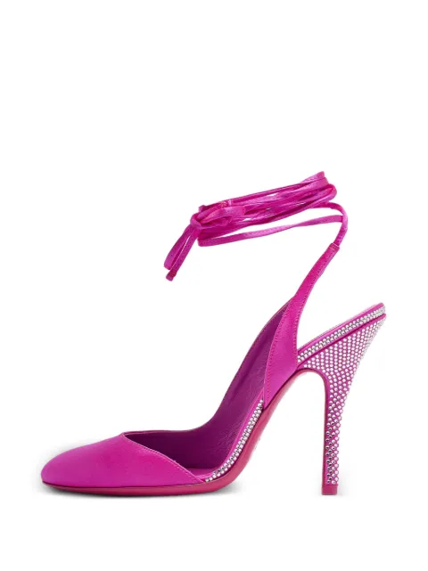 The Attico crystal-embellished ankle-strap pumps Pink 1039749