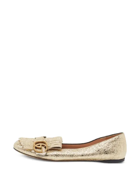 Gucci Pre-Owned Marmont fringe ballet flats Gold 1393754