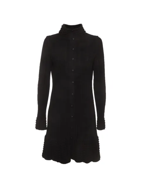 CHANEL Pre-Owned ribbed-knit button-fastening dress Black 1394733
