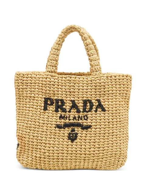 Prada Pre-Owned crochet raffia tote bag Neutrals 1395552
