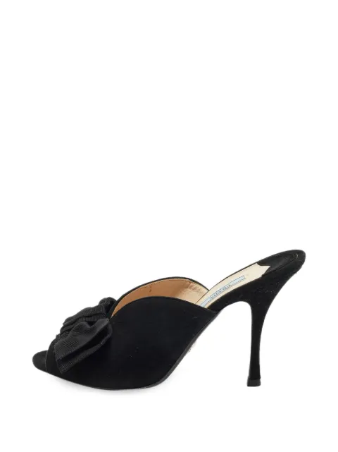 Prada Pre-Owned bow-detail suede sandals Black 1398567