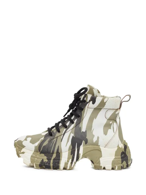 Miu Miu Pre-Owned camouflage-print combat boots White 1401808