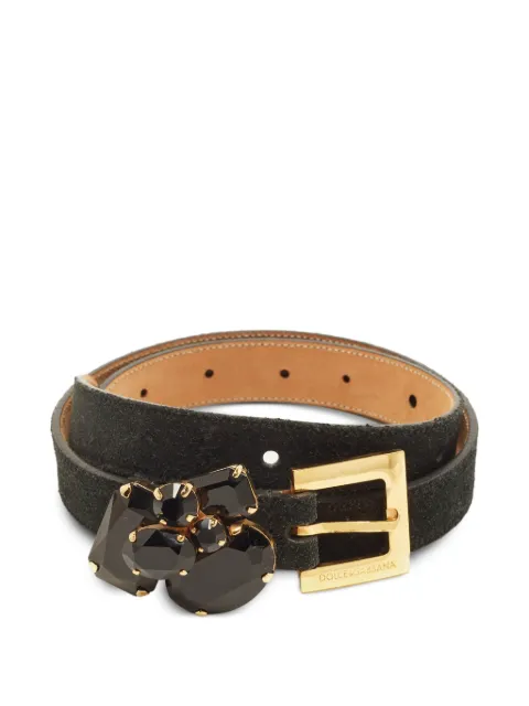 Dolce & Gabbana Pre-Owned crystal-embellished buckle belt Black 1400884