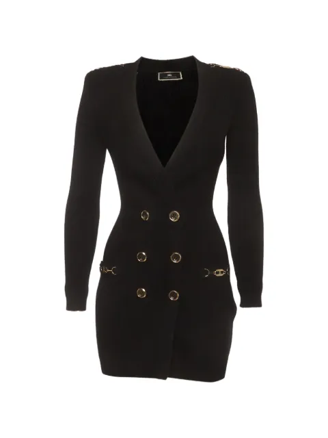 Elisabetta Franchi double-breasted rib-knit mini dress Black 1401471
