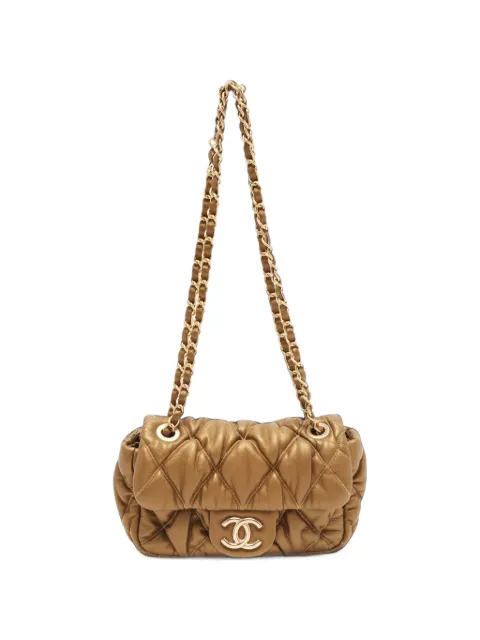 CHANEL Pre-Owned 2009-2010 mini Bubble quilted flap shoulder bag Gold 1399978