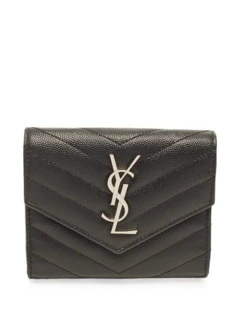 Saint Laurent Pre-Owned 2018 Cassandre matelass leather wallet Black 1400859