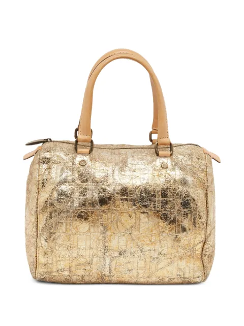 Carolina Herrera Vintage Andy Boston monogram-embossed handbag Gold 1388874