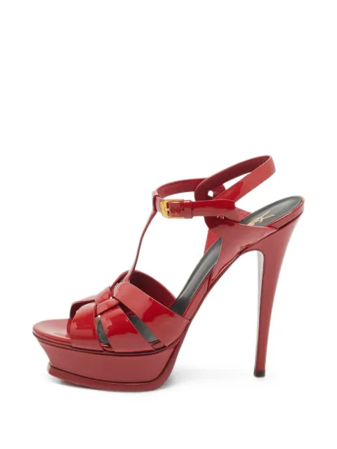 Saint Laurent Pre-Owned Tribute platform sandals Red 1398610