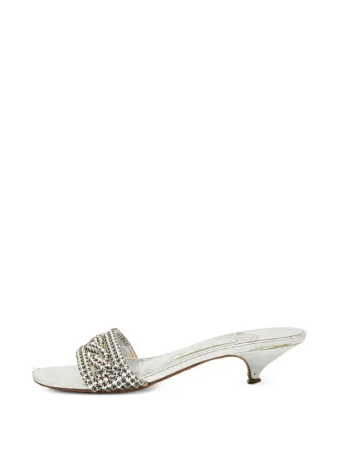 Gina crystal-embellished leather heeled sandals Silver 1388456