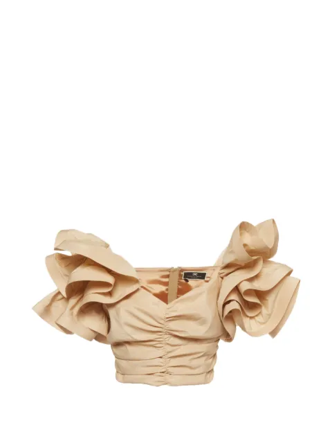 Elisabetta Franchi ruffle cropped top Neutrals 1396456