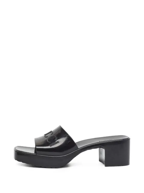 Gucci Pre-Owned logo-detail block heel sandals Black 1394259