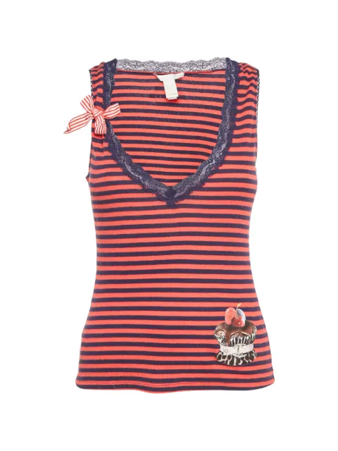 Just Cavalli Vintage striped lace-trim tank top Red 1148839