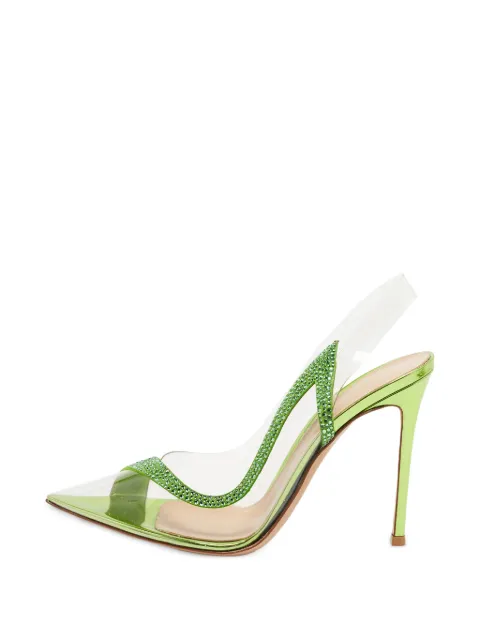 Gianvito Rossi Hortensia crystal-embellished pumps Green 1381518