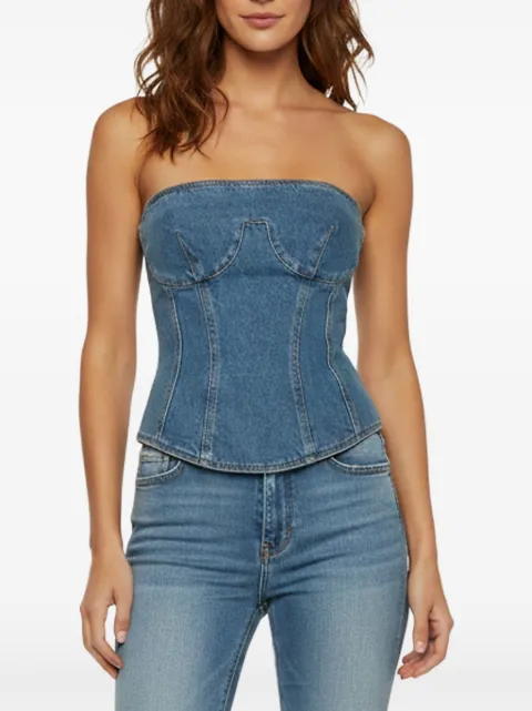 Magda Butrym strapless zip-up top Blue 1381774
