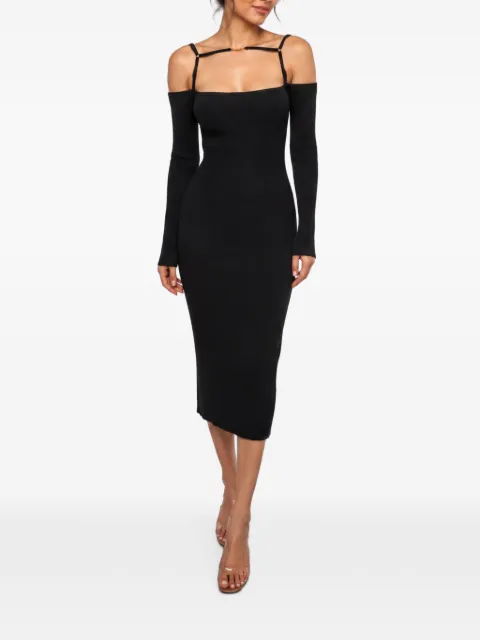 Jacquemus Pre-Owned La Robe Sierra rib-knit midi dress Black 1395873
