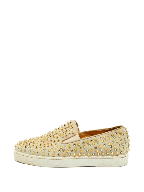 Christian Louboutin Pre-Owned Pik Boat spiked sneakers Neutrals 1388215