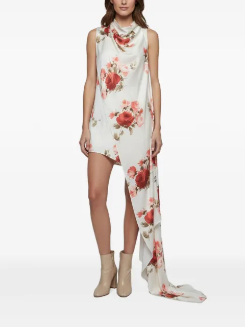 Magda Butrym floral-print draped dress Neutrals 1379748
