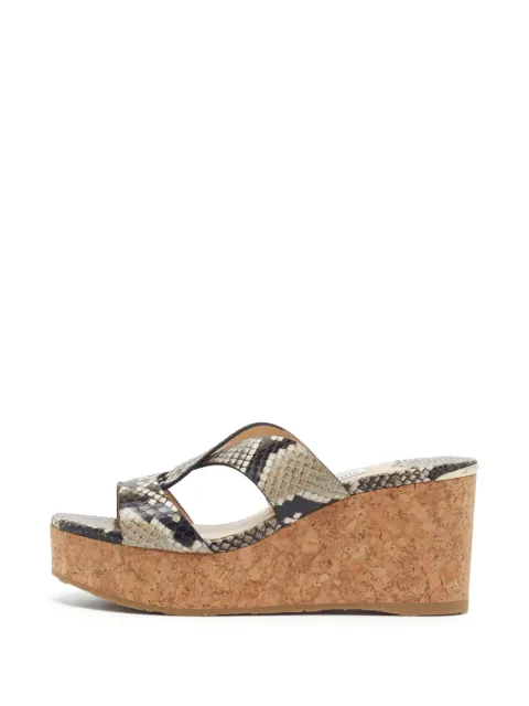 Jimmy Choo Pre-Owned Atia python-embossed wedge-heel sandals Grey 1394298