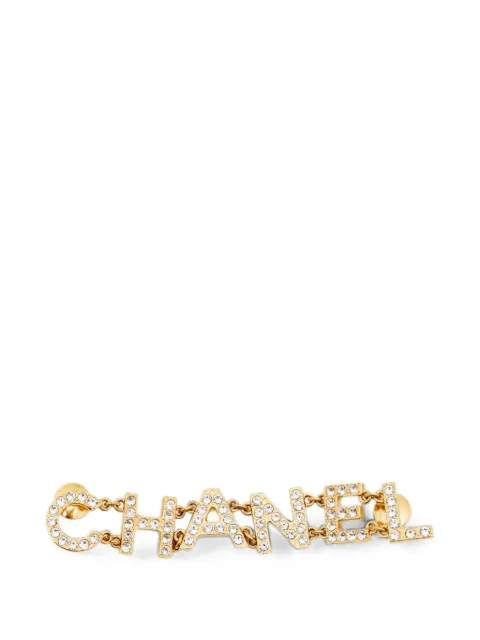 CHANEL Pre-Owned letter-logo crystal brooch Gold 1387716