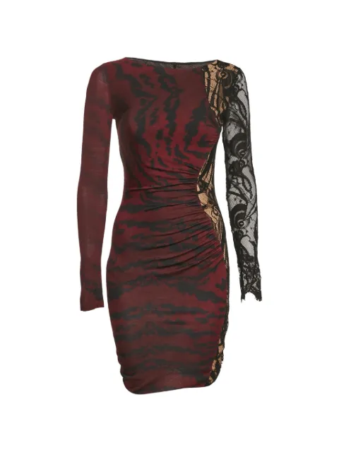 PUCCI Pre-Owned lace-trim printed dress Red 1150339