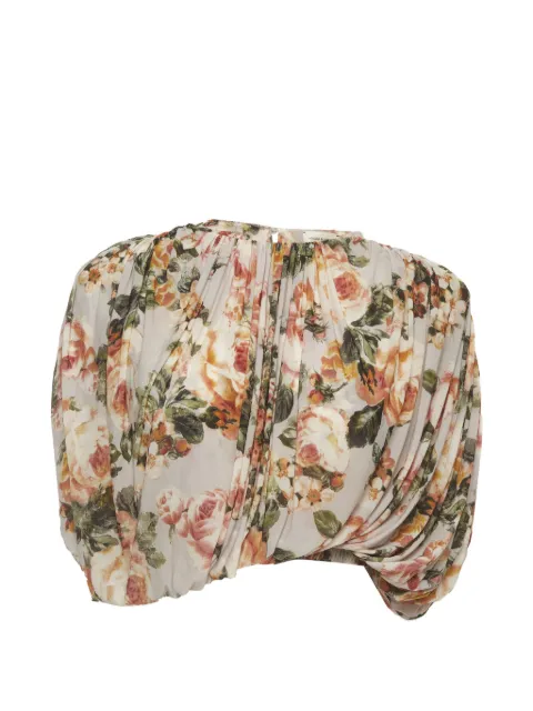 Magda Butrym floral-print gathered cropped blouse Neutrals 1378803