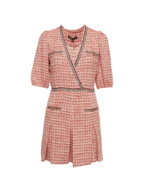Maje pleated tweed mini dress Neutrals 1388255