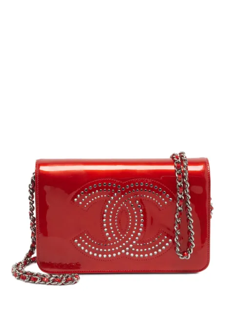 CHANEL Pre-Owned 2009-2010 CC strass shoulder bag Red 1402756