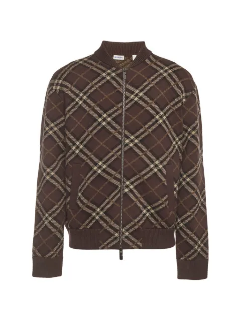 Burberry Pre-Owned check knit bomber jacket Brown 1404049