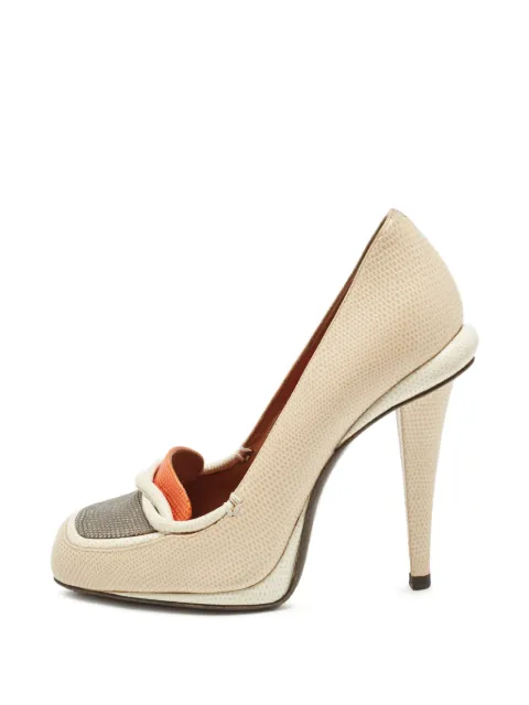 Fendi Pre-Owned lizard-embossed heeled pumps Neutrals 1382372