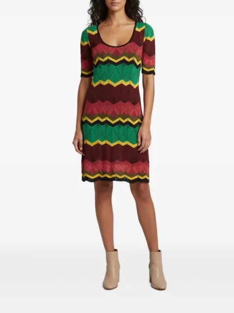 Missoni Pre-Owned zig-zag pointelle knit midi dress Green 1400355