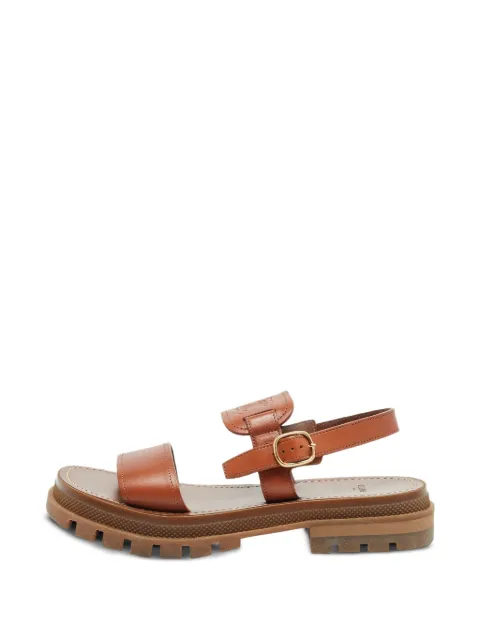 Celine Pre-Owned Triomphe-motif chunky slingback sandals Brown 1398589