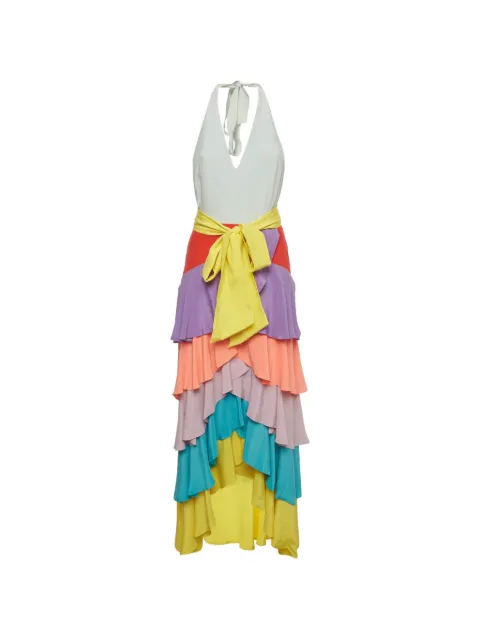 alice + olivia ruffle-detail maxi dress White 1378701