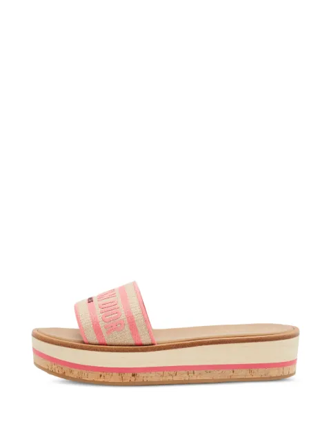 Christian Dior Pre-Owned Dway logo embroidered wedge sandals Pink 1403661