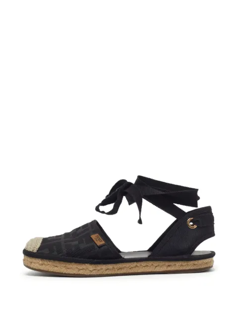 Fendi Pre-Owned FF ankle-wrap espadrilles Black 1398375