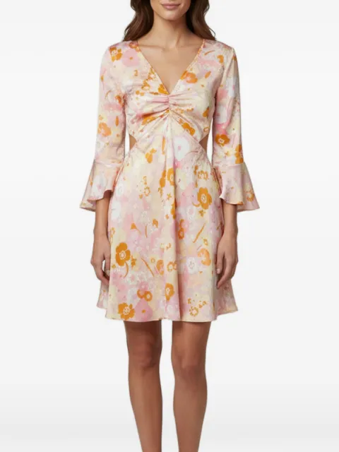 Maje floral-print cut-out mini dress Pink 1392630