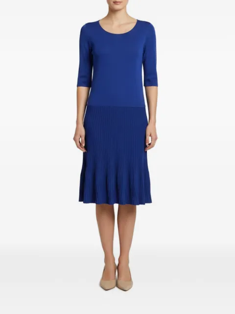 Armani Vintage ribbed-knit round-neck midi dress Blue 1399238