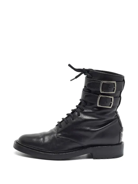 Saint Laurent Pre-Owned William buckled combat boots Black 1389640