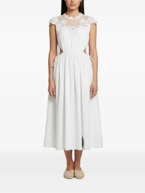 Self-Portrait lace-bib midi dress White 1378737