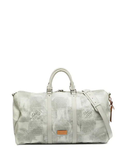 Louis Vuitton Pre-Owned 50 Keepall Bandoulière Damier Salt luggage White 1386117
