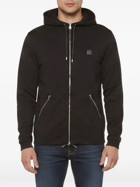Louis Vuitton Pre-Owned logo patch zip-up hoodie Black 1387616