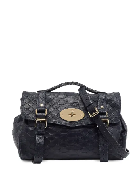Mulberry Pre-Owned Alexa python-embossed satchel bag Blue 1387097